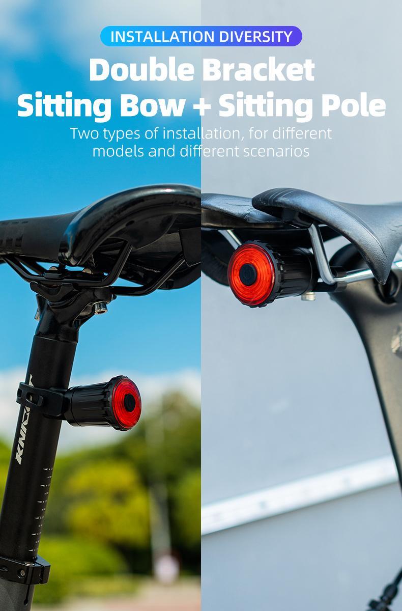 ROCKBROS Bike Tail Light Bicycle Smart Brake USB Rechargeable MTB Rear Light 7 Modes Cycling Warning Light Bike Accessories