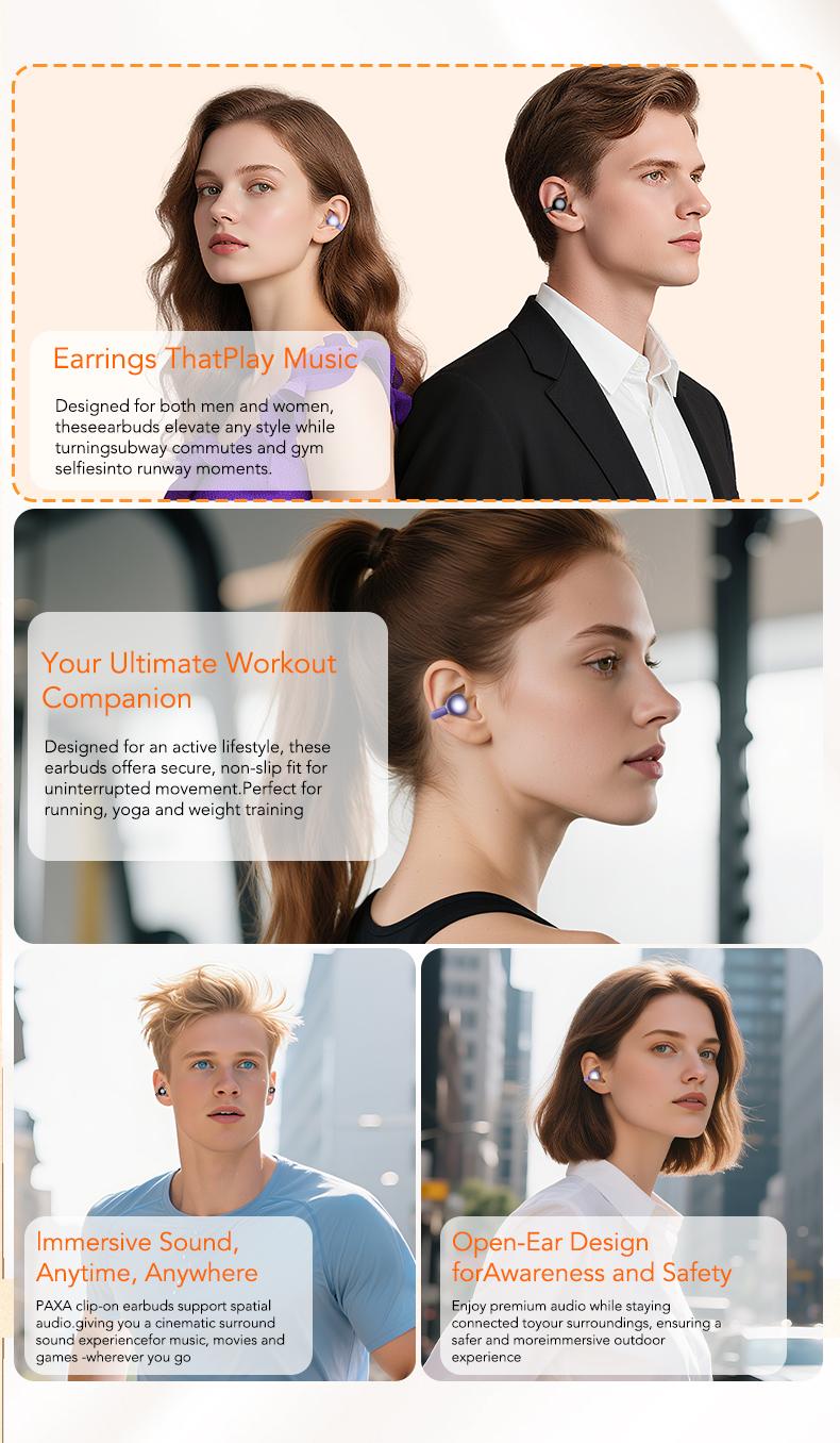 MINISO MS201 Translation Headphones, Support 134 Languages ​​Translation with APP, Clip-on Wireless Earphones, Color Touch Screen, Bluetooth 6.0, Suitable for Sports, Running and Work, HIFI Stereo Earbuds