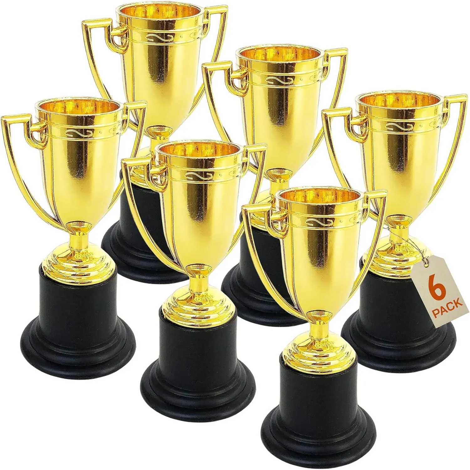 Plastic Golden Cup Trophy for  - 6 Pack - 4 Inch Achievement Prize Awards - Ideal Recognition for School, , Office, Carnival  - Party Favors, Decor, Props - Motivational