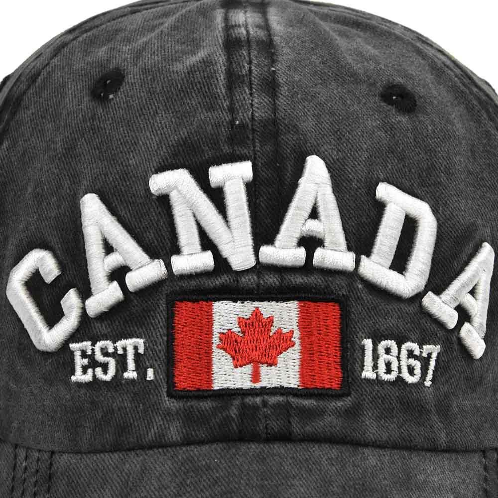 "CANADA" Embroidered Baseball Cap for Women - Maple Leaf Design, Washed & Distressed Finish, Curved Brim Sun Hat, Hats For Women