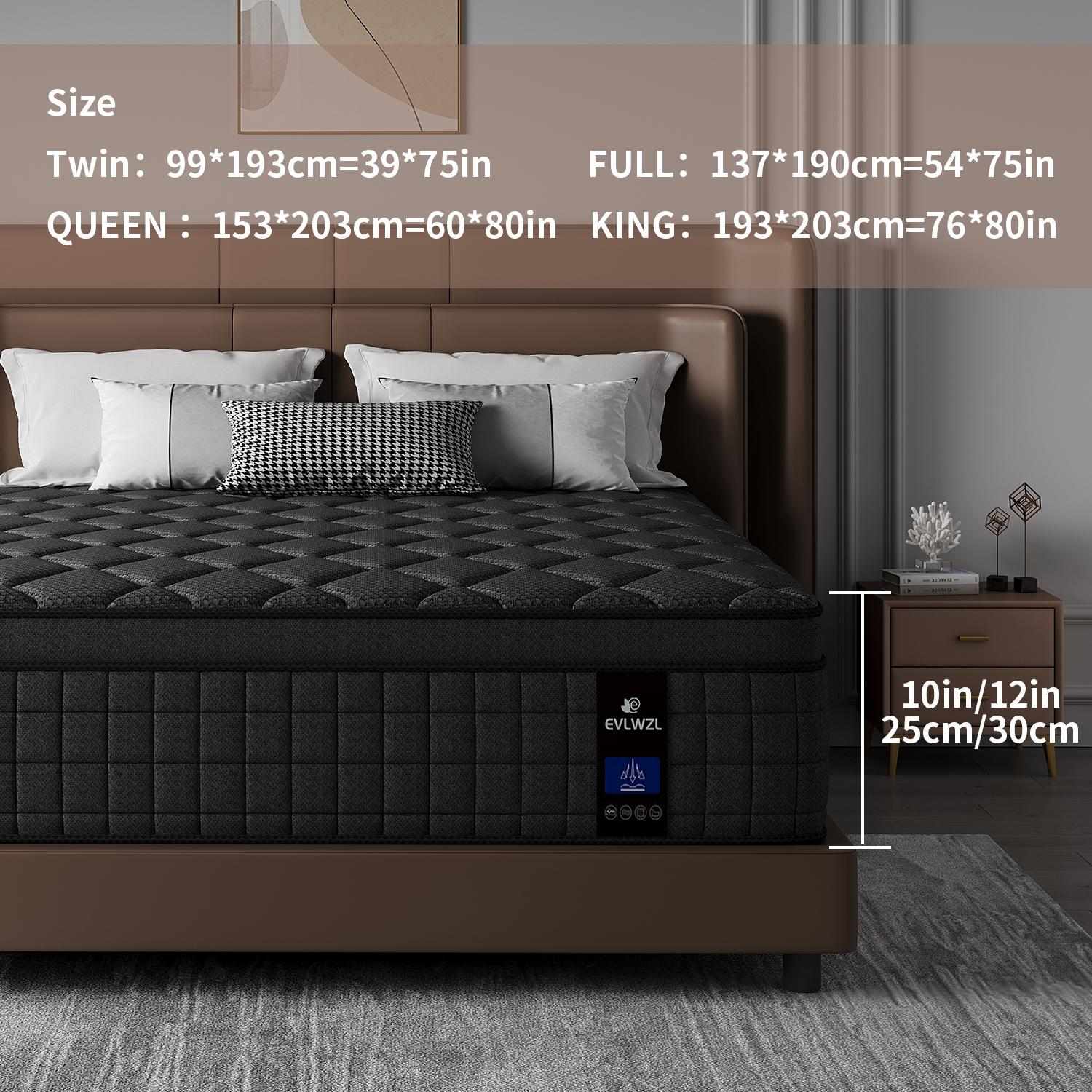 【EVLWZL】8/10/12/14 Inch Twin, Full, Queen, King Mattress Memory Foam And Spring, Hybrid MattressMedium Firmness, Lumbar Support, For Home Rooms Hotels, Boxed Halloween ChristmasGift Furniture Ergonomic queen size mattress Interior Modern