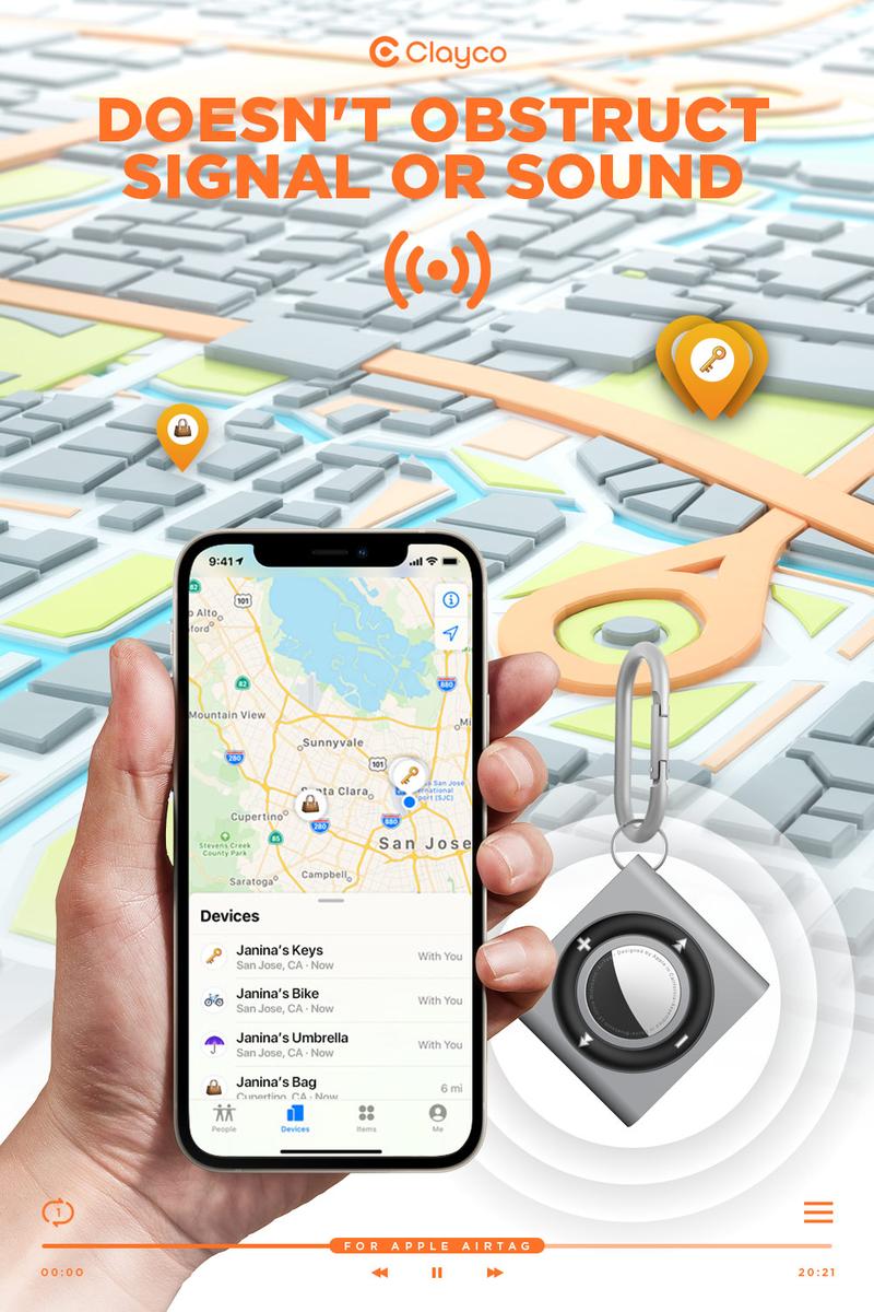 SUPCASE for Apple AirTag Case with Keychain Carabiner, Anti-Scratch Shockproof Soft Silicone Protective AirTag Holder Accessories for Dog Cat Collar, Keys, Luggage, Backpacks