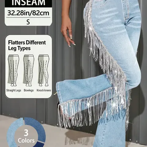 Women's Casual Elegant High Waisted Denim Flare Jeans, Comfortable Stretchy Slim Fit, Spring & Summer Fashion, Chic Everyday Wear