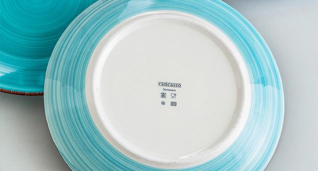 Vancasso Bonita Ocean-Inspired Ceramic Dinner Plate Set - 6 Unique Shades of Blue, 10.5" Plates, Microwave & Dishwasher Modern Porcelain Dinnerware Plateset