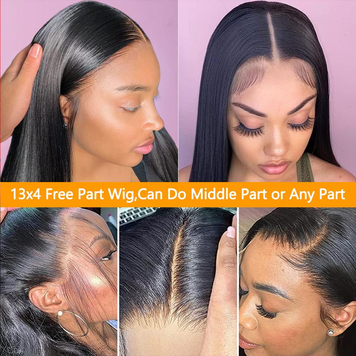 Straight Brazilian Lace Frontal Wigs Human Hair 13x4 Lace Front Wig 24 26 Inches Transparent Lace Natural For Women 180%
