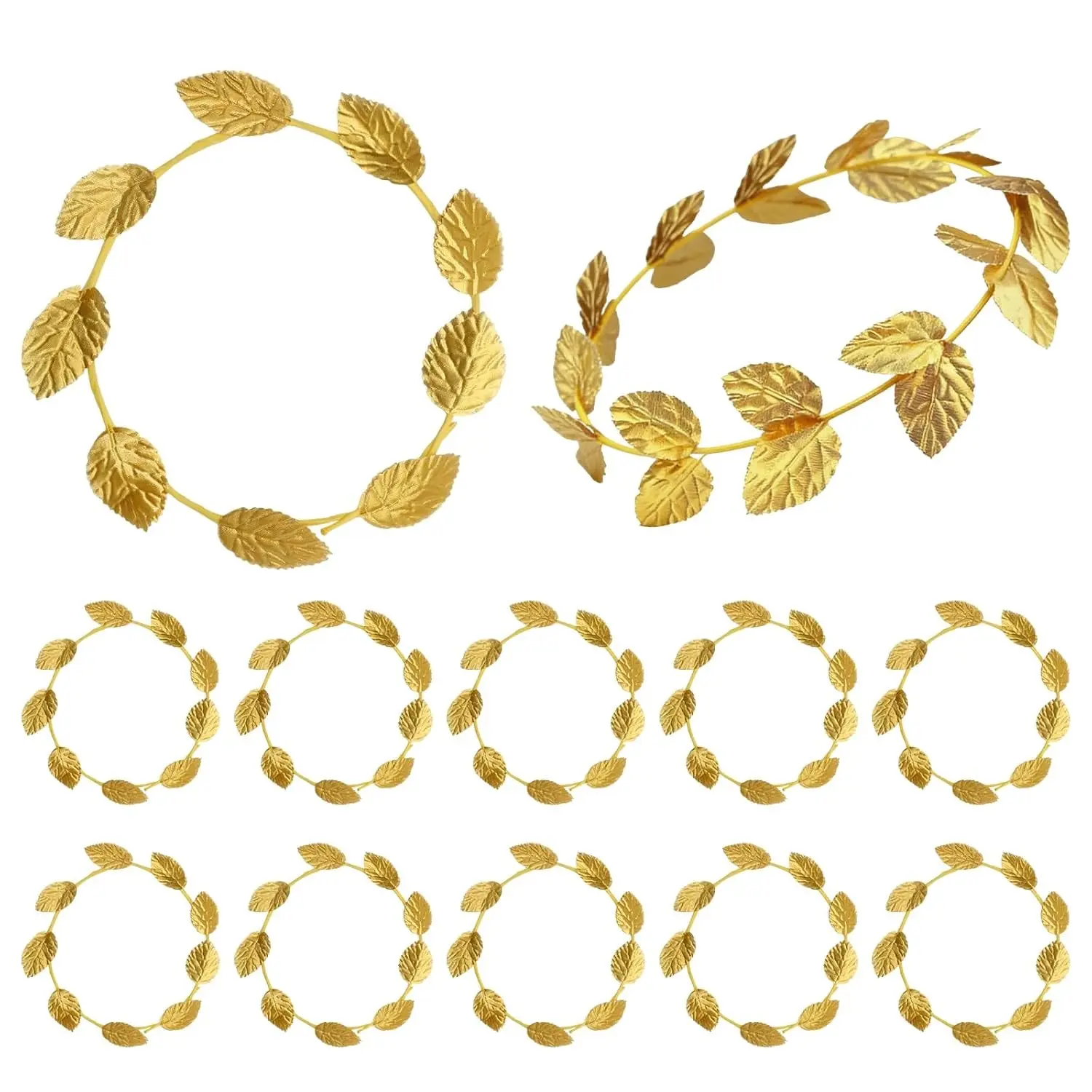 12 Pcs Gold Laurel Wreath Crown Headbands, Greek Roman Leaf Headpiece for Toga Party, Halloween Cosplay, Wedding, Prom, Festival Costume Accessories(Gift)