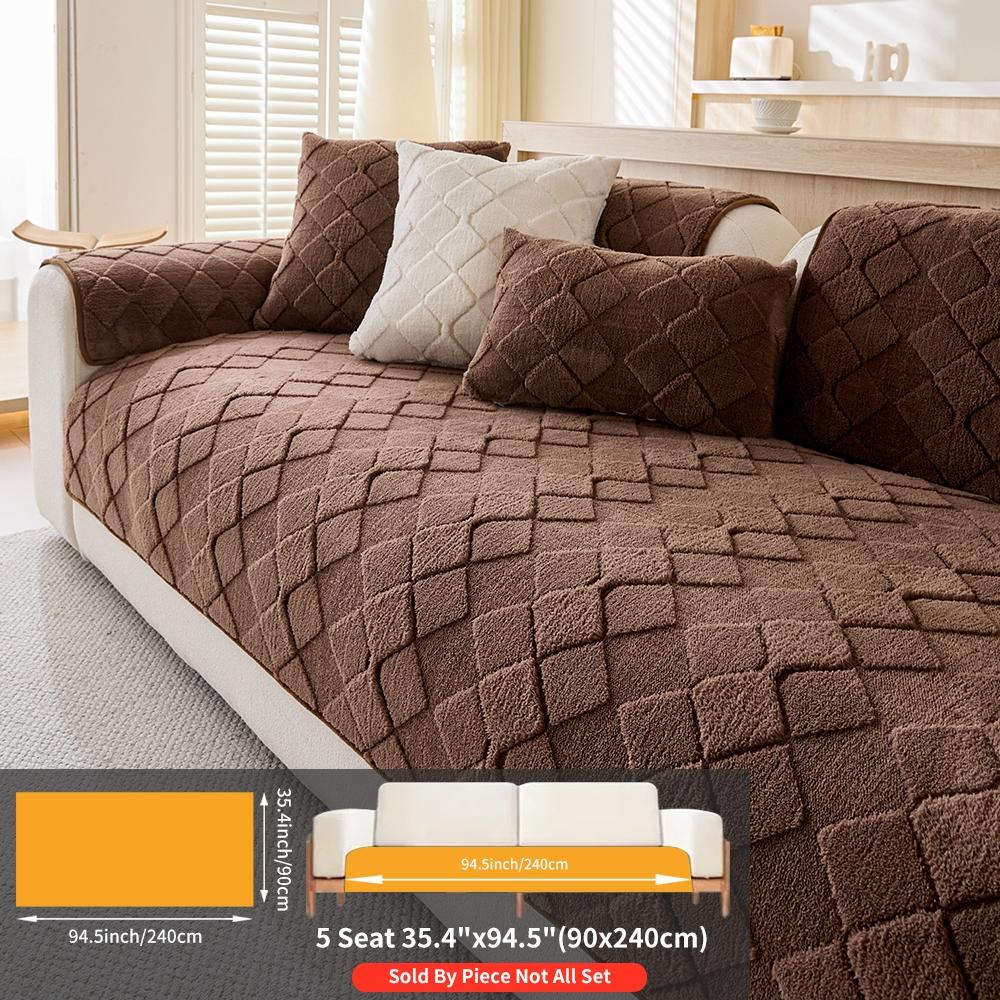 Modern Plush Diamond-Pattern Quilted Sofa Cover, Dustproof, Soft & Pet-Friendly Polyester Protector for Single-Seat to L-Shaped Couches