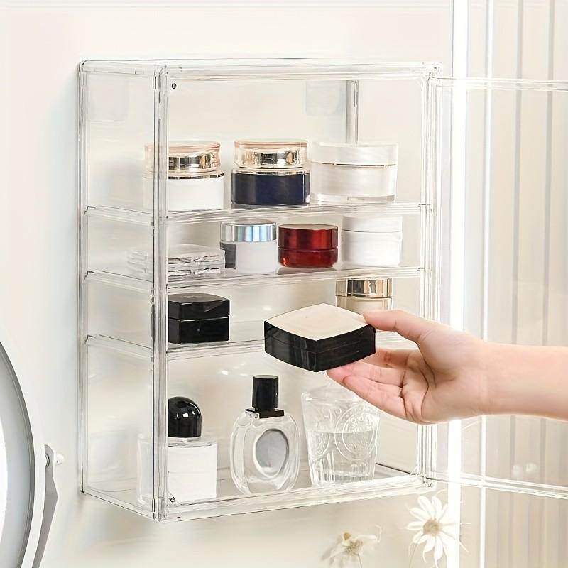 Portable Display Cabinet Organizer with Snap-On Lid, Transparent Acrylic Storage Box for Cosmetics, Toys, Jewelry, Collectibles