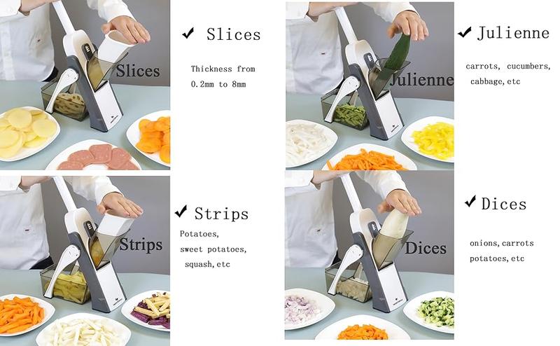 【ONCE FOR ALL】Upgrade Safe Mandoline Slicer, Vegetable Chopper, Potato Slicer 4 Modes Adjustable Thickness Food Cutter, Kitchen Chopping Artifact (6 in 1 Green)