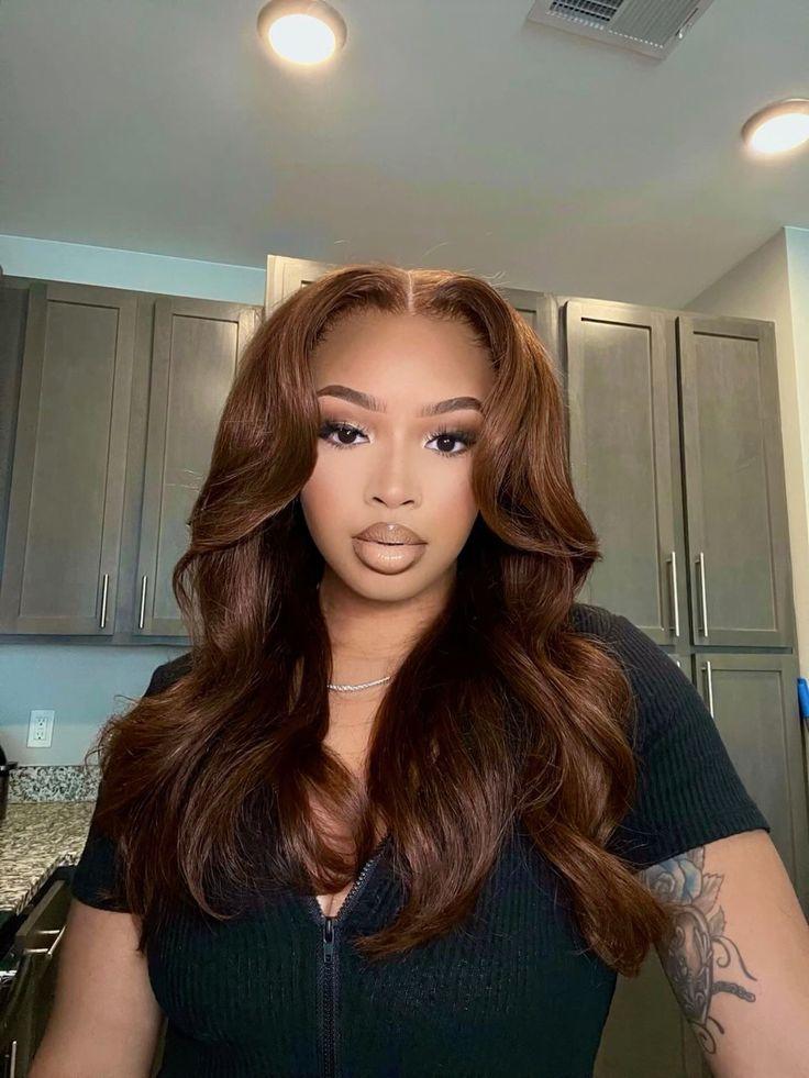 Tuneful 32 Inch Ginger Brown Body Wave Human Hair Wig 13x6 Lace Frontal Wigs 180% Density ginger Brown Lace Front Wig Human Hair With Baby Hair  Colored Body Wave Wigs For Women