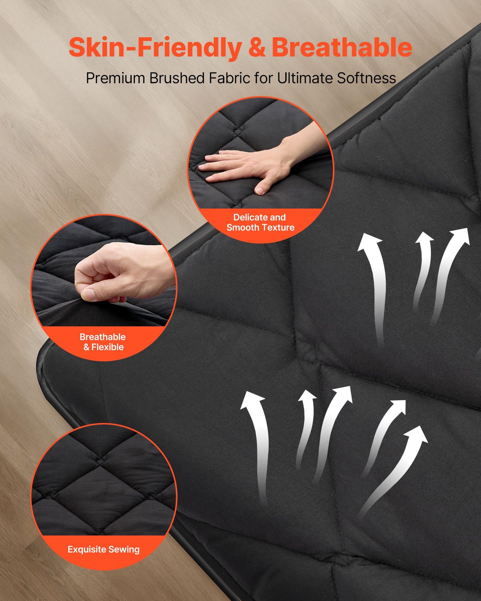 【Summerfinds】VEVOR Brushed Fabric Japanese Tatami Mattress, Queen Size 80x60x3.5in 14.1 lbs Foldable 60 Inch Single Sleeping Yoga Floor Mat, 9-Layer Dorm Mat with Storage Bag Fastener, Black