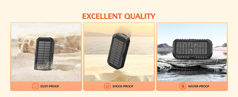 40,000mAh Solar Power Bank with Hand Crank & 4 Cables, Dual USB/Type-C Fast Charging, Bright LED Light, Built-in Compass & Leveler - Portable Solar Charger for Phones, Camping, Travel, Outdoor Emergencies
