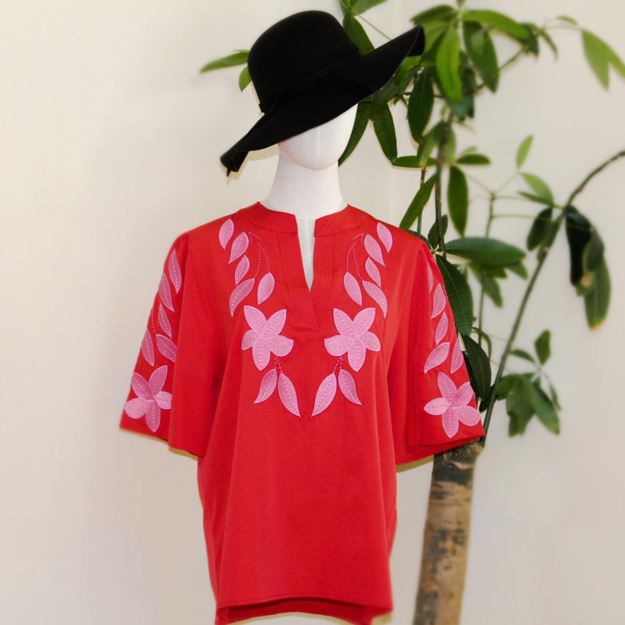 SageVell 100% Cotton Timeless Red/Green Embroidered Blouse with Floral Details - Perfect for Casual Outings, Weekends & Summer Women Style Effortless Wear for Teachers Moms Top SpringStatements SageVell 100% Cotton Timeless Red/Green Embroidered Blouse with Floral Details - Perfect for Casual Outings, Weekends & Summer Women Style Effortless Wear for Teachers Moms Top SpringStatements