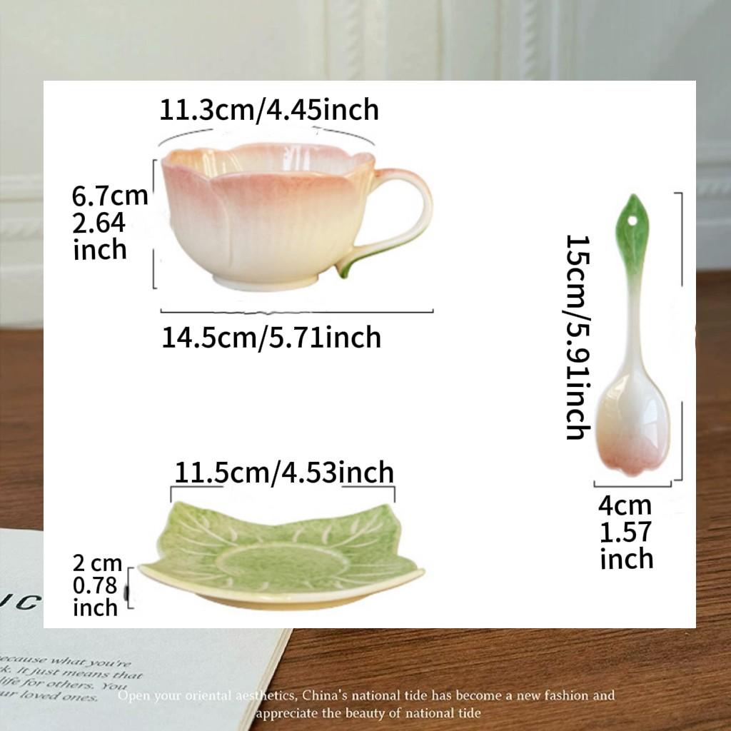 Gift for Her 💗 Floral Embossed Ceramic Cup with Saucer  Vintage Coffee Mug therapeutic cup for Cappuccino   Latte Art Coffee Cup Pink and Blue Flower Cup 🌸  Aesthetic