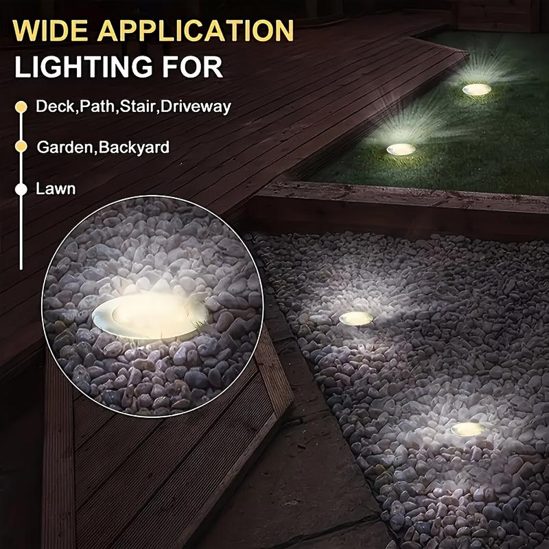 4/8/12-pack Solar 8LED Ground Lights - Solar outdoor step lights, IP65 path lights, Solar garden lights, for steps, paths, lawns, and decorative landscape lighting outdoors - Warm white/cool white color temperature options available