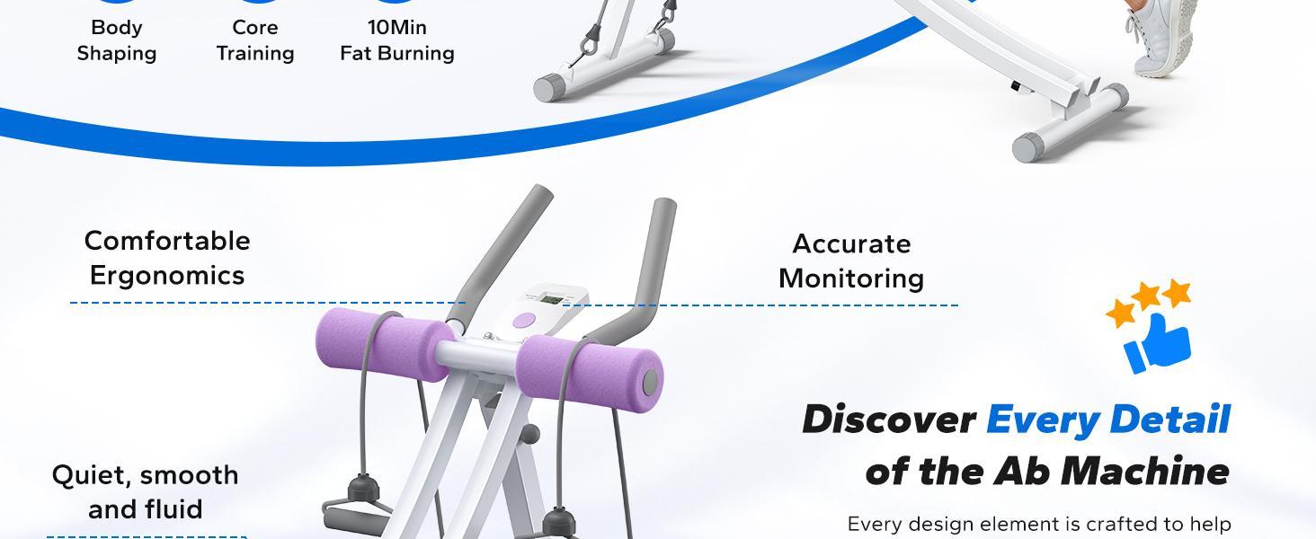 Abdominal Exerciser, AdjustableAbdominal Exerciser, Home Gym Abdomina!Exercise Equipment, Ergonomic Curved Trackfor Better Muscle Training, FoldableExerciser, Suitable for Full Body Workout HomeExercise
