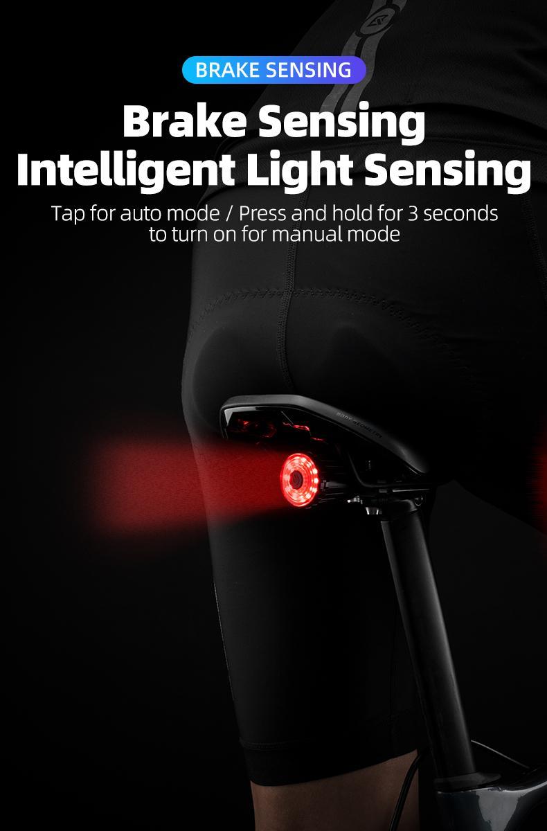 ROCKBROS Bike Tail Light Bicycle Smart Brake USB Rechargeable MTB Rear Light 7 Modes Cycling Warning Light Bike Accessories ROCKBROS Bike Tail Light Bicycle Smart Brake USB Rechargeable MTB Rear Light 7 Modes Cycling Warning Light Bike Accessories