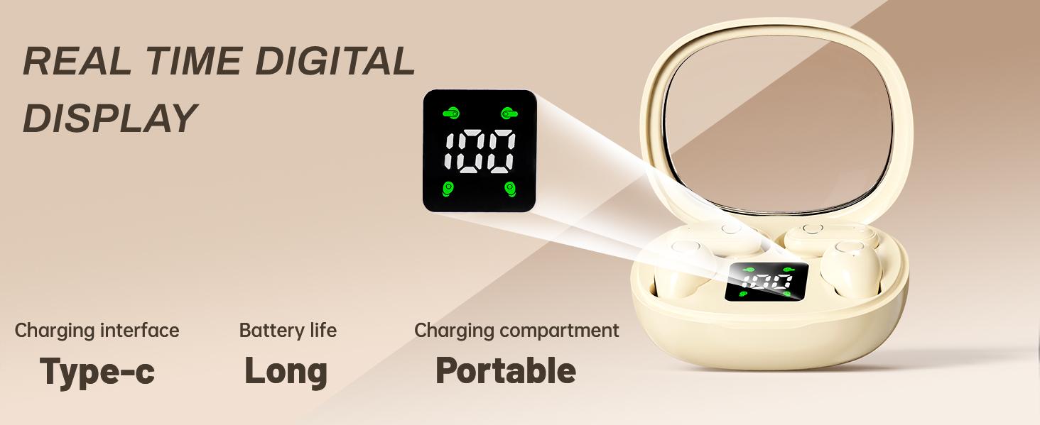 MSHUKCOE Mini Bluetooth 5.4 Wireless Earbuds with Noise-Reducing Technology, 36 Hours Battery Life, Clear Calls, Waterproof, and Touch Control for Sleep, Work, and Sport - Charging