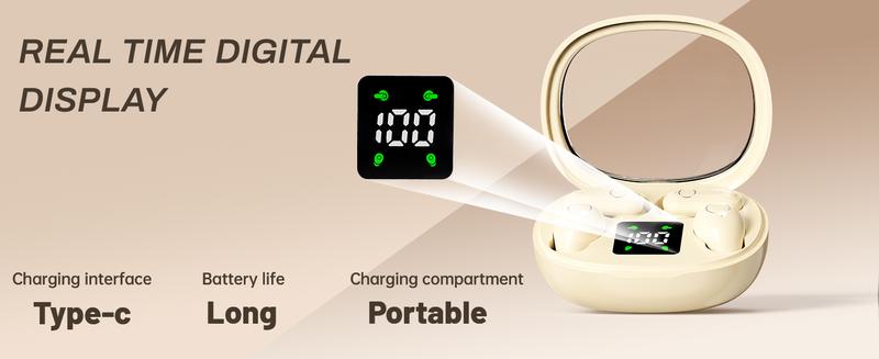 MSHUKCOE Mini Bluetooth 5.4 Wireless Earbuds with Noise-Reducing Technology, 36 Hours Battery Life, Clear Calls, Waterproof, and Touch Control for Sleep, Work, and Sport - Charging