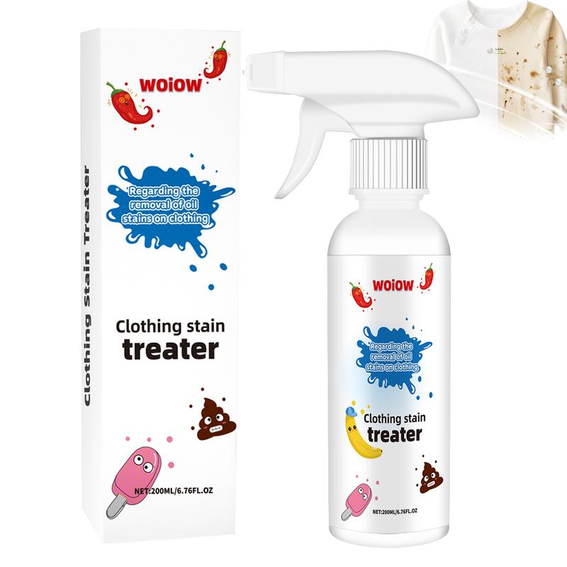 WOiOW Clothing Stain Remover Spray 200ml - Powerful Safe Biodegradable Formula for Clothes Carpets Quick Fix for Food Grease Set In Stains Portable Easy to Use Household Cleaner Detergent