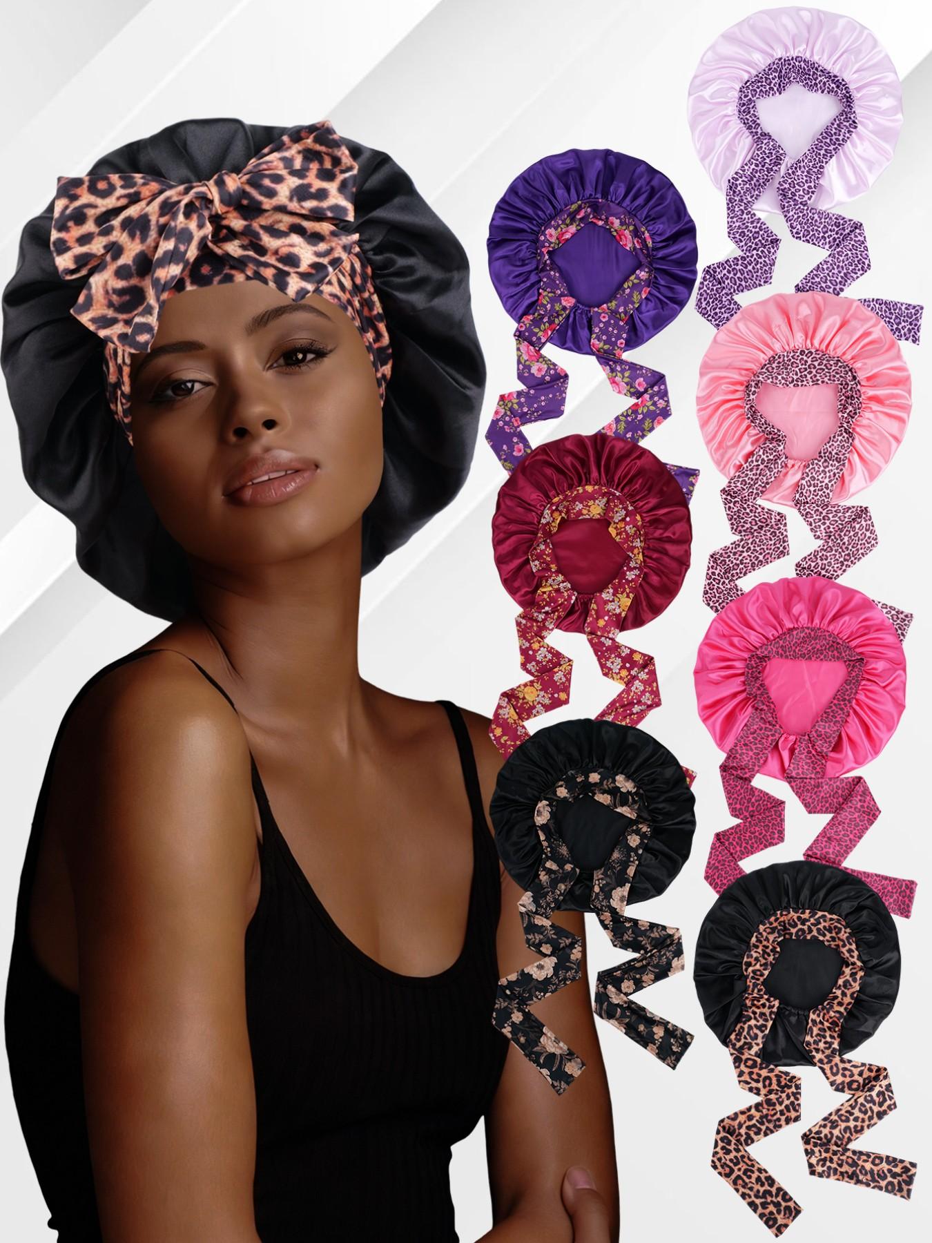 Long Hair Satin Sleep Cap with Elastic Band, Women's Nighttime Sleep Hat, Long Sleeper Cap, Suitable for All Hairstyles, Shower Cap