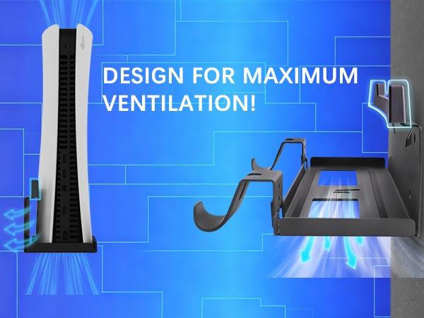 GETYEA Wall Mount Stand for Ps5 and Ps5 Slim Console, Vertical Holder Set, Controller Hook Included, Playstation 5 Accessories