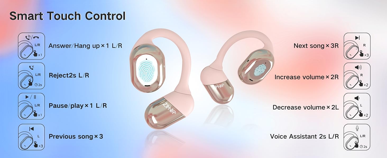 ZIHNIC ZN-S05 Wireless Open-Ear Headphone,V5.4 Earphones ,Fashionable Earbuds,IPX5 Water Proof,Wireless Gaming Headphones,HIFI Sound Quality Music Earbuds for Gaming Travel Sports Built-in Mic,Electronic Audio&Video Product Headset