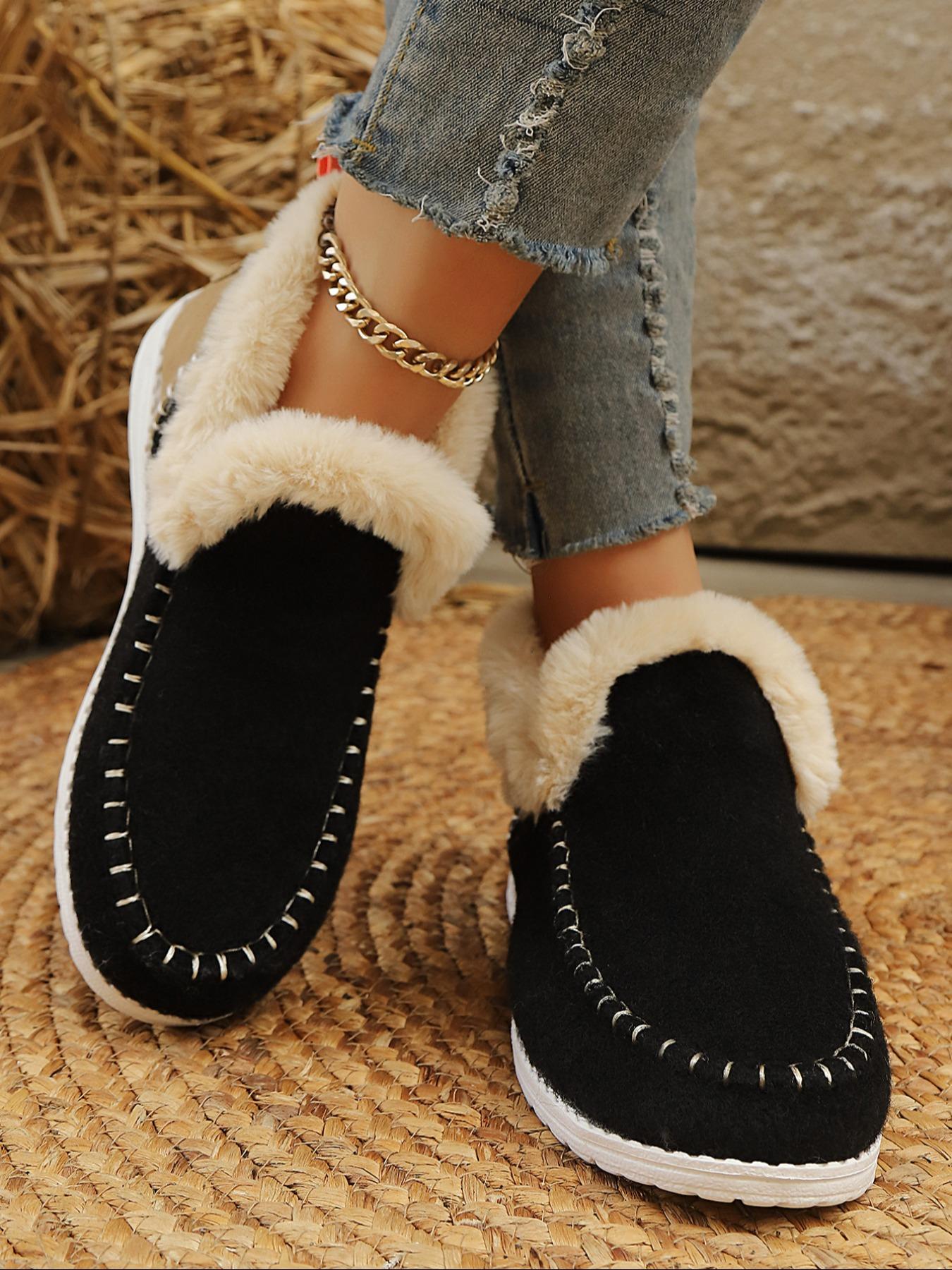 Women's Fashionable Patchwork Design Sneakers, Casual Comfortable Warm Soft Sole Shoes for Fall & Winter, Female All-match Round Toe Sports Shoes for Daily Wear, Lightweight Slip Ons, Patchwork Walking Shoes