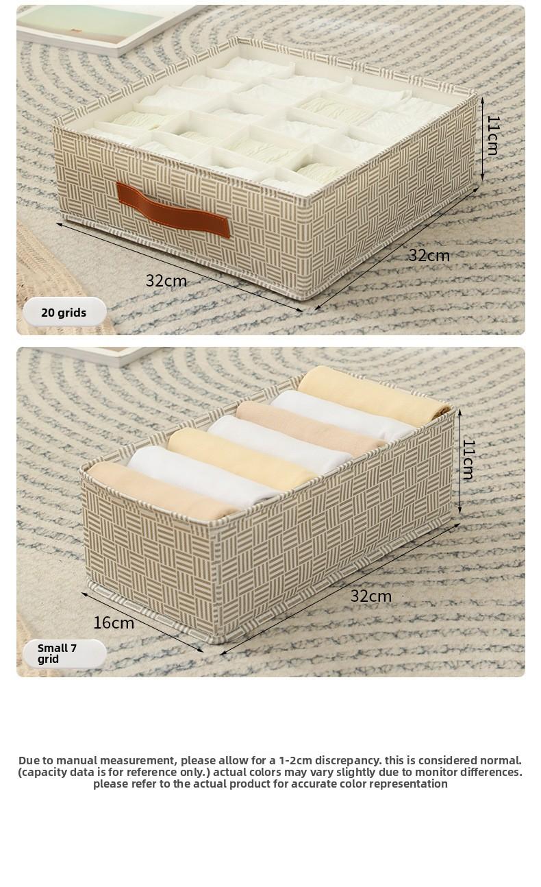 Underwear Drawer Organizer, 6/7/20 Grid Bra Panty Socks Storage Box, Foldable Lingerie Divider for Bedroom Dorm Closet