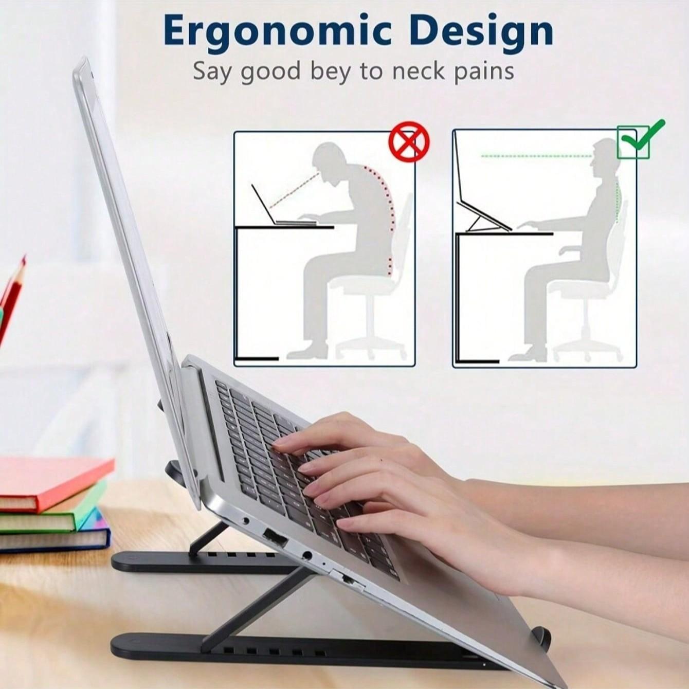 Adjustable Laptop Stand Cooling Riser, Foldable Portable Gaming Tablet Holder, Universal Stable Notebook Support, Durable Design, Computer Stand
