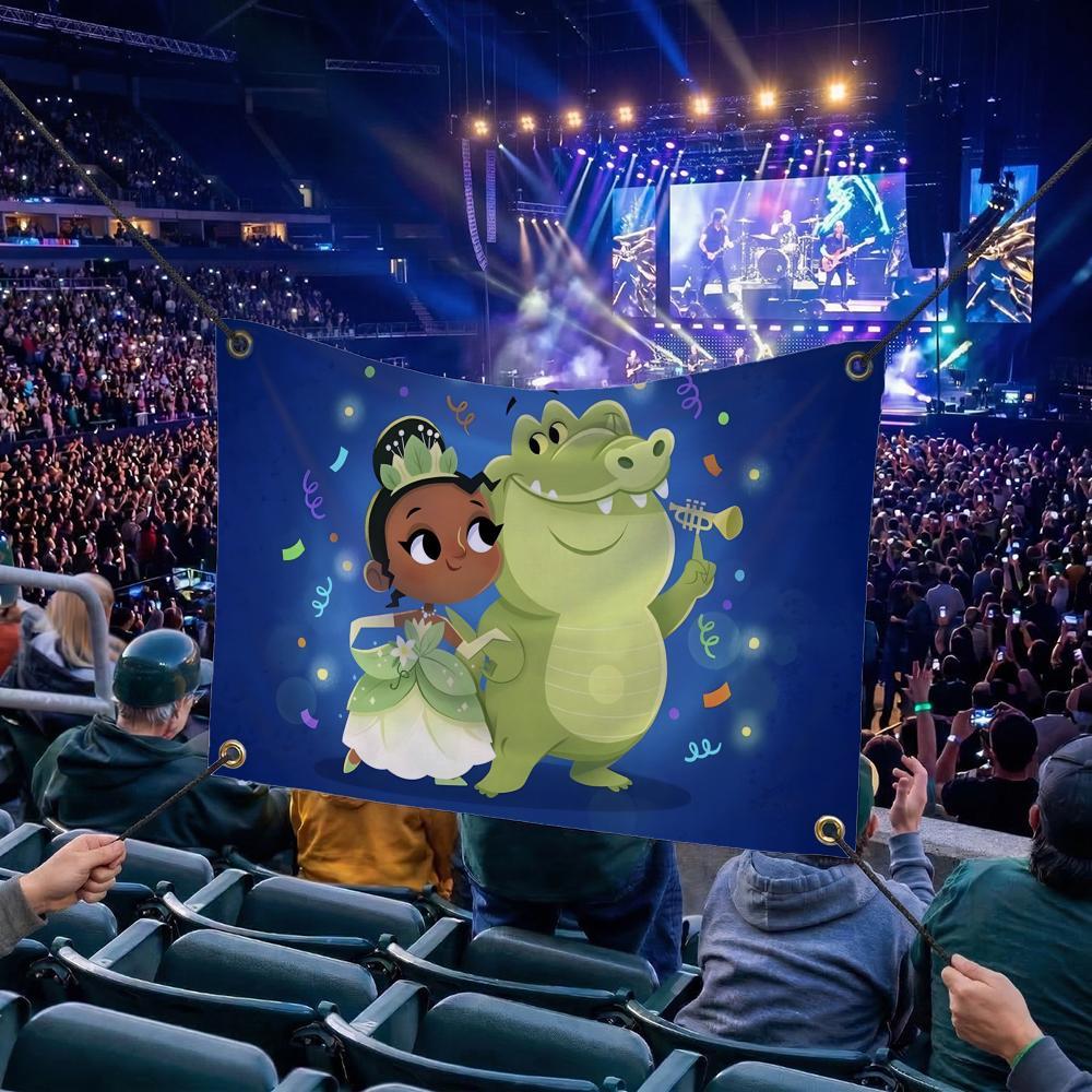 T-The Princess and the Frog CARTOON Flags Multi Size Atmosphere Flag, Cheerleading Hand Pulled Banner, Portable Outdoor Event Flag & Wall Decor for Sports, Parties, Home and Room Decoration