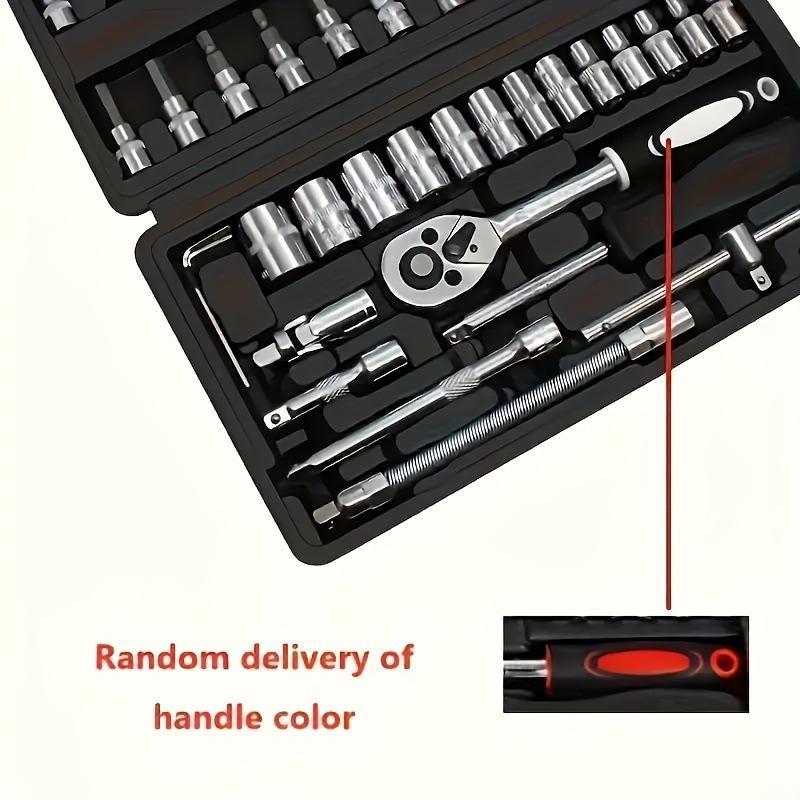 46pcs Tools Set, Car Repair Machinery Tools, Automotive Repair Tool Kit With Multifunctional Socket Wrench for Car, 1/2 * 1/4 * 3/8" Drive Depth And Standard Socket, Ratchet Torque Wrench Screwdriver Socket Combination Tool, Easter Gifts for Husband 46pcs Tools Set, Car Repair Machinery Tools, Automotive Repair Tool Kit With Multifunctional Socket Wrench for Car, 1/2 * 1/4 * 3/8" Drive Depth And Standard Socket, Ratchet Torque Wrench Screwdriver Socket Combination Tool, Easter Gifts for Husband