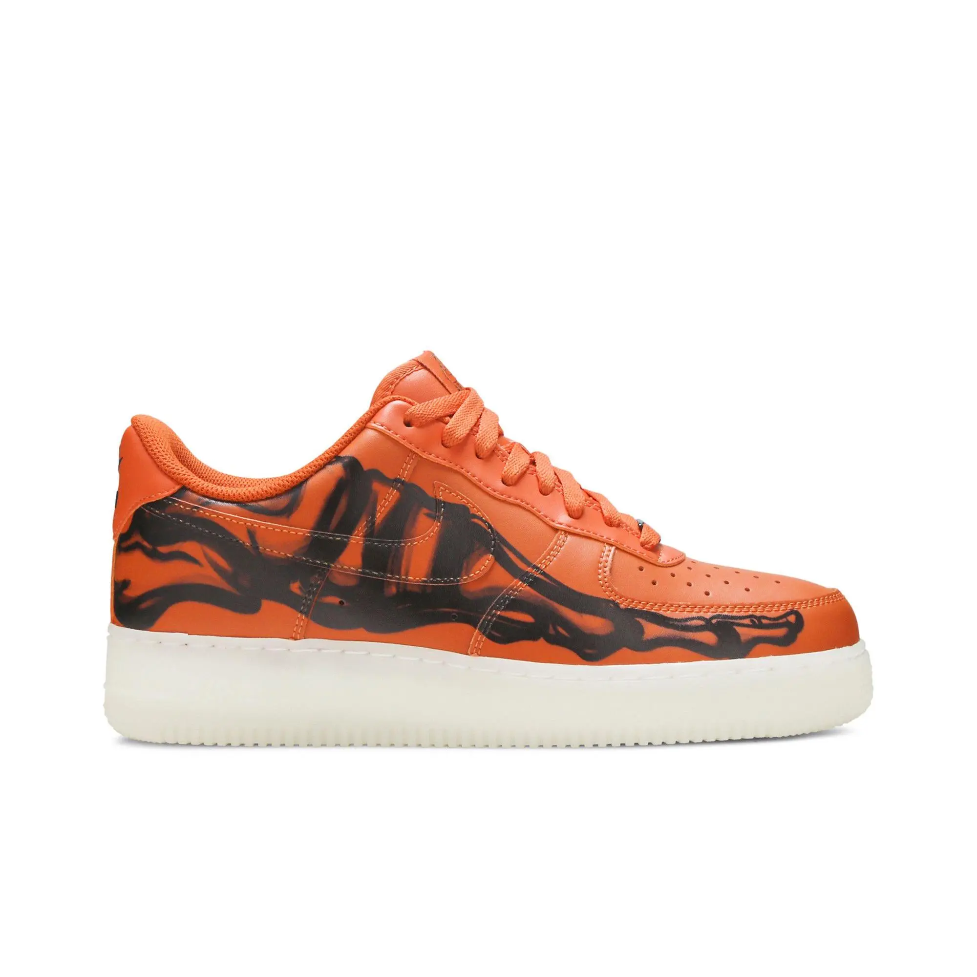 Nike Air Force 1 Low 'Orange Skeleton' Unisex Closed Trainer, Starfish/White/Black Athletic Casual Skateboarding Shoes, Style CU8067-800