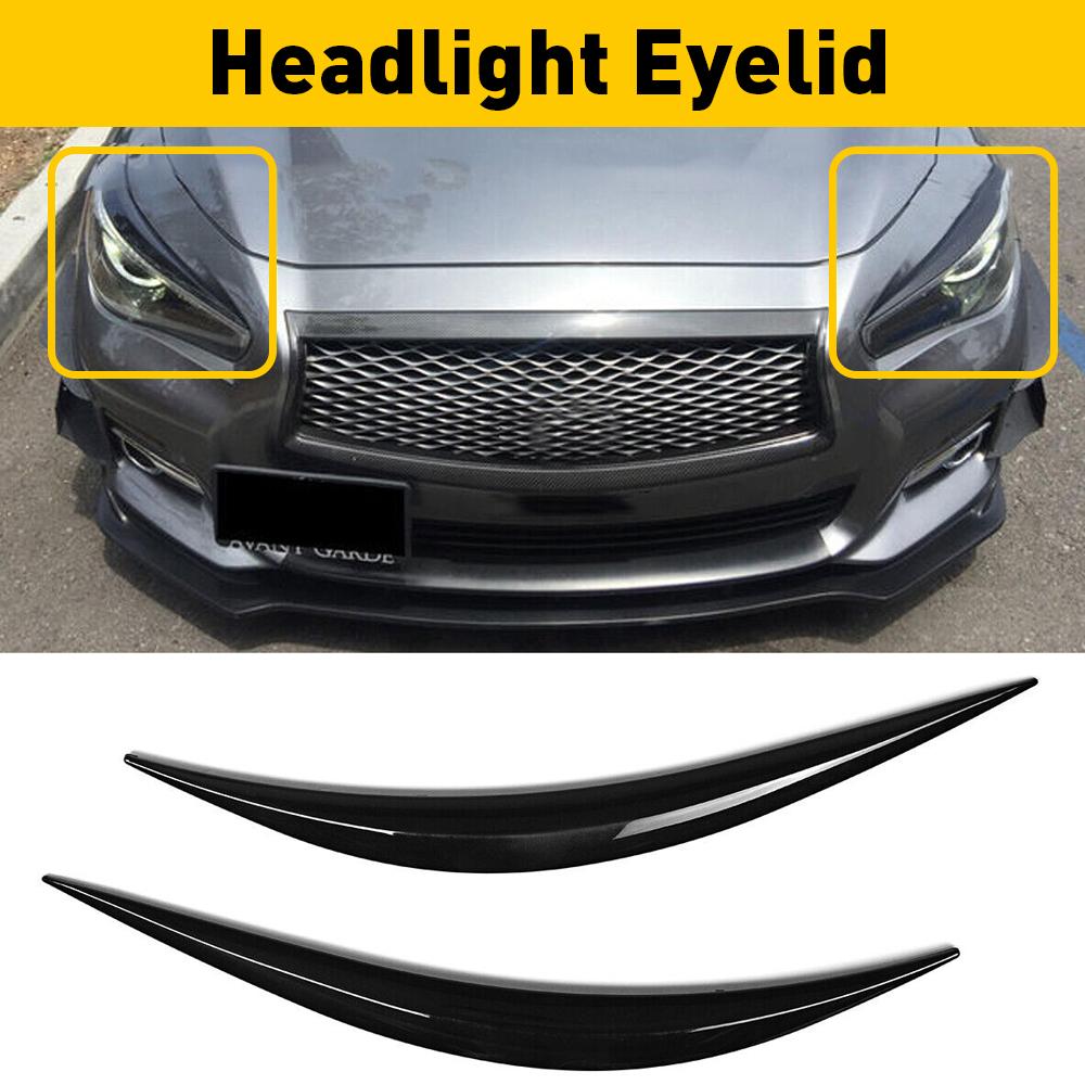 AUXITO For Infiniti Q50 14-21 High Quality Gloosy Black Headlight Eyelid Eyebrow Cover