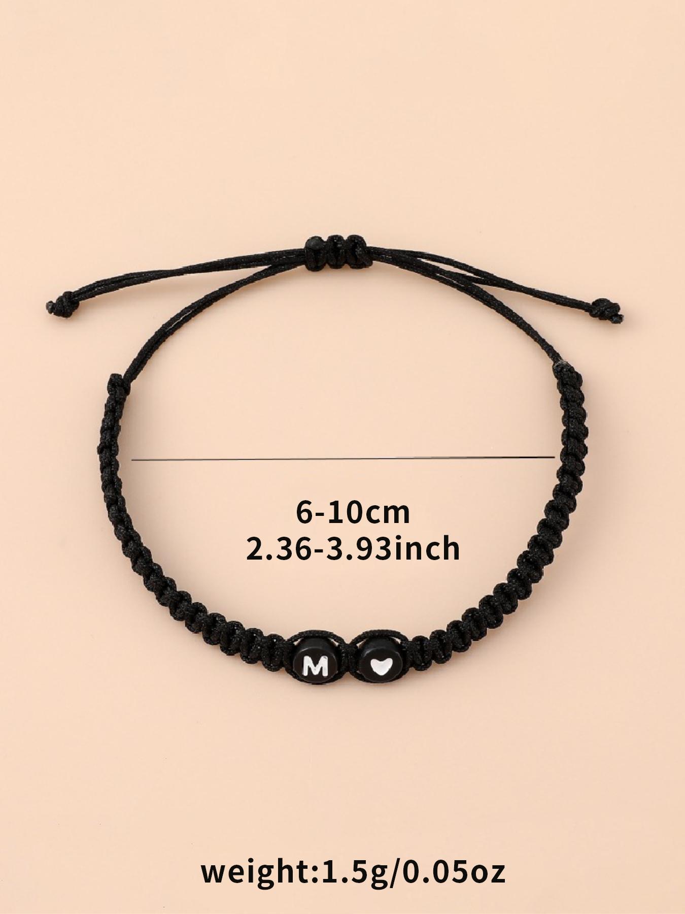Single 26 English Letter Love Weaved Letter Link Bracelet, Fresh Forest Style, Customizable Letters/Tight Weave Without Snagging, For Daily Commute Wear/Girlfriends' Personalized Gifts, Suitable for Young Girls Who Love Exclusivity, Heart Shaped Bracelet