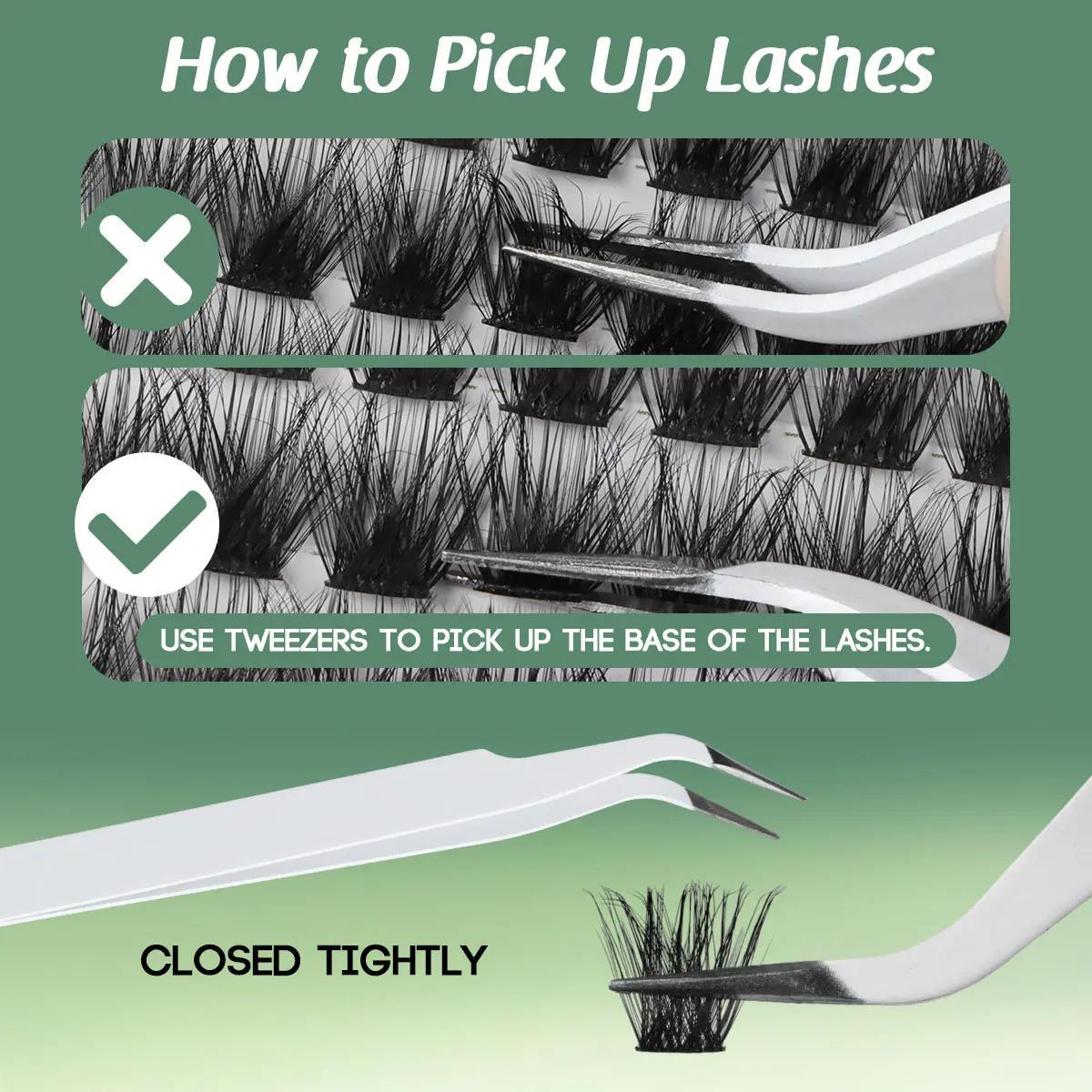 HJHUIAW DIY Eyelash Bundle Set - Soft and Fluffy Long lasting Eyelash Set with Gel Remover and Tweezers, Suitable for Beginners to Use at Home with Ease - Eyelash Set, Mother's Day Gift
