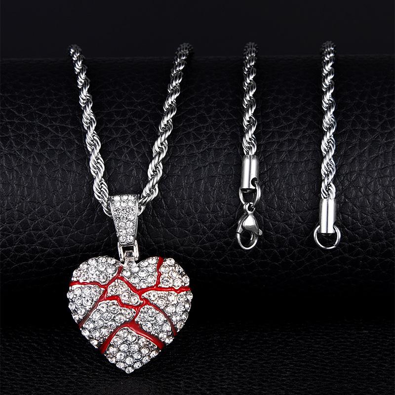 Hip-hop pendant heartbreak BrokeHeart personalized alloy diamond-studded couple's necklace, unique style trend