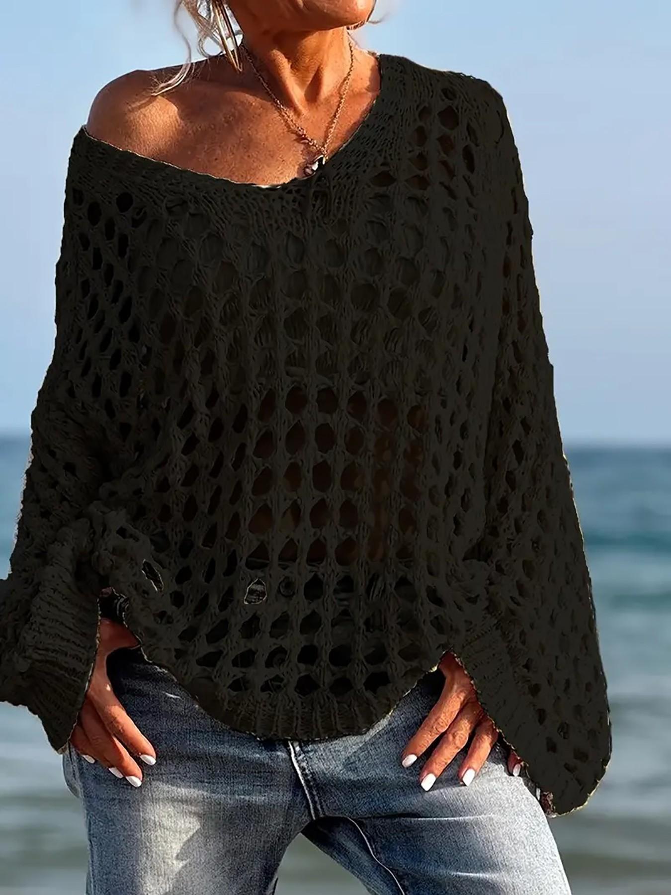 Summer New Knit Hoodie Sun Protection Loose Fit Cool Comfortable Transparent V-Neck Unique Design Breathable Thin Casual Slim Lazy Style Outerwear susan's exclusive