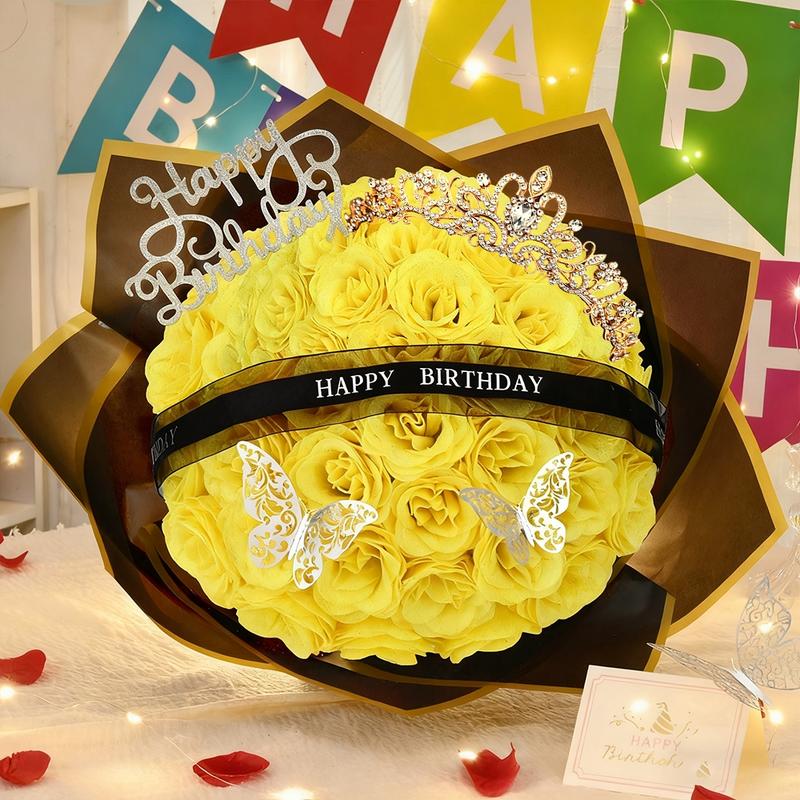 Flower City Glitter Roses Bouquet,Birthday Gifts for Women Mom, 36 Champagne Rose for Grandma Wife Friends