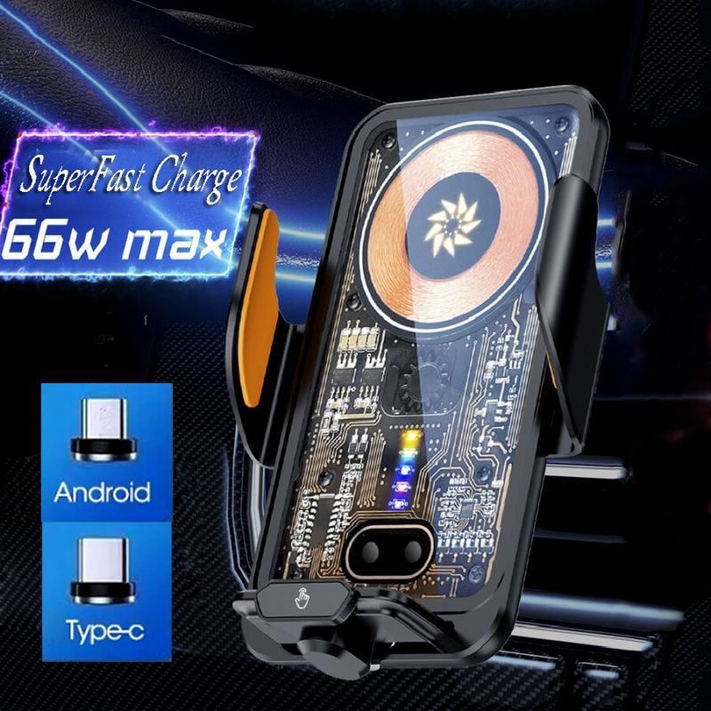 Wireless Car Charger Fast Auto Clamping Car Charger Phone Holder fit for iPhone 16 15 14 13 12 11 Pro, Samsung Galaxy S23 S22 S21, etc Smartphone Cellphone Charging Mobile Electronic