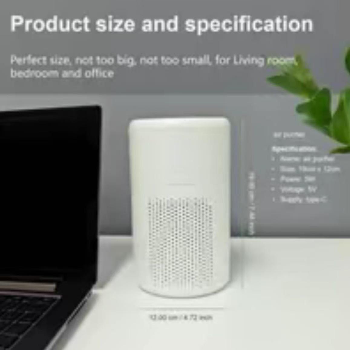Portable USB Powered Air Purifier with Low Noise, Hepa Filter, Multifunctional Air Cleaner for Home Office Living Room