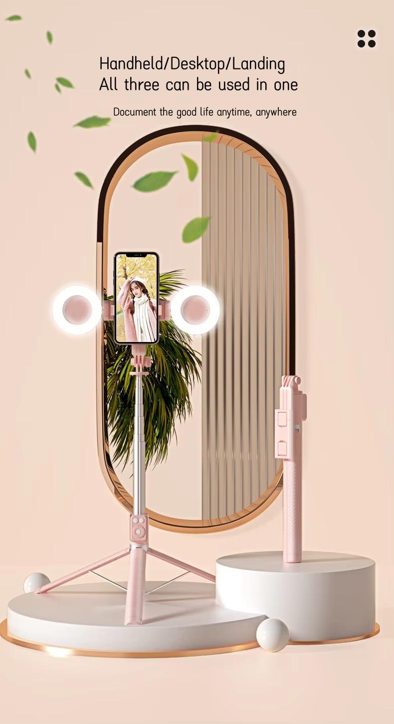 67 Selfie Stick Tripod with Ring Light 360°Rotation, Dual Fill Lights, Selfie Light，Wireless Remote for iPhone Android phone tripod for Vlog stand content Gifts