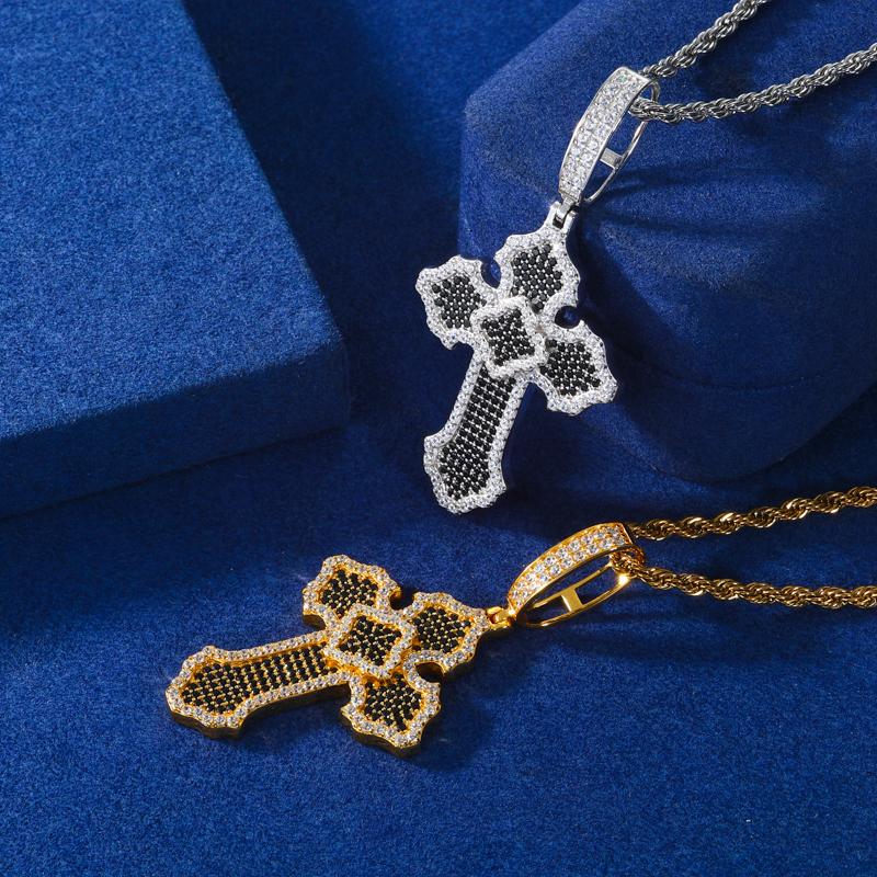 【#P697】Cross Pendant UCCIYO S925 Sterling Silver Synthetic Moissanite Pendant Necklace for Women Men Hip Hop Jewelry Gift