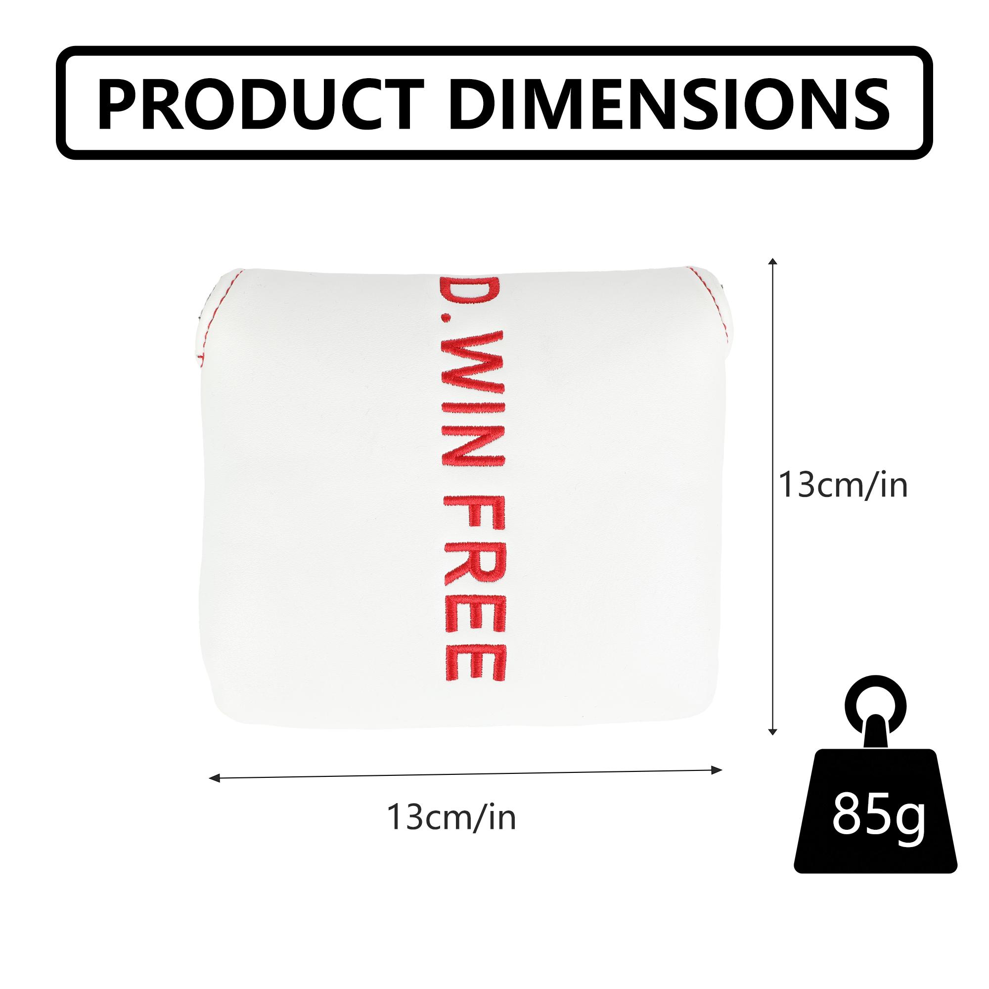 Golf Putter Cover,Durable PU material with simple lettering embroidery,Magnetic closure,Designed for Mallet putters,Golf Accessories, Golf Club Protection Covers, 5 Colors Available