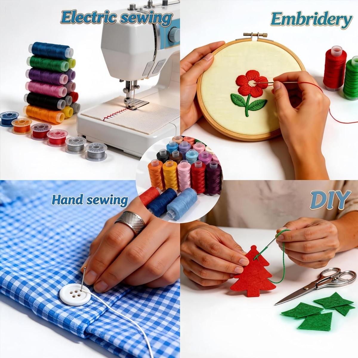 72PCS Sewing Thread Kit with 36 Prewound Bobbins, 36 Colors Polyester Thread Set, 400 Yards per Spool, Sturdy and resistant thread, Compatible with most sewing machines, for Sewing Machine & Hand Sewing, Quilting, Embroidery, Repairs, DIY Crafts