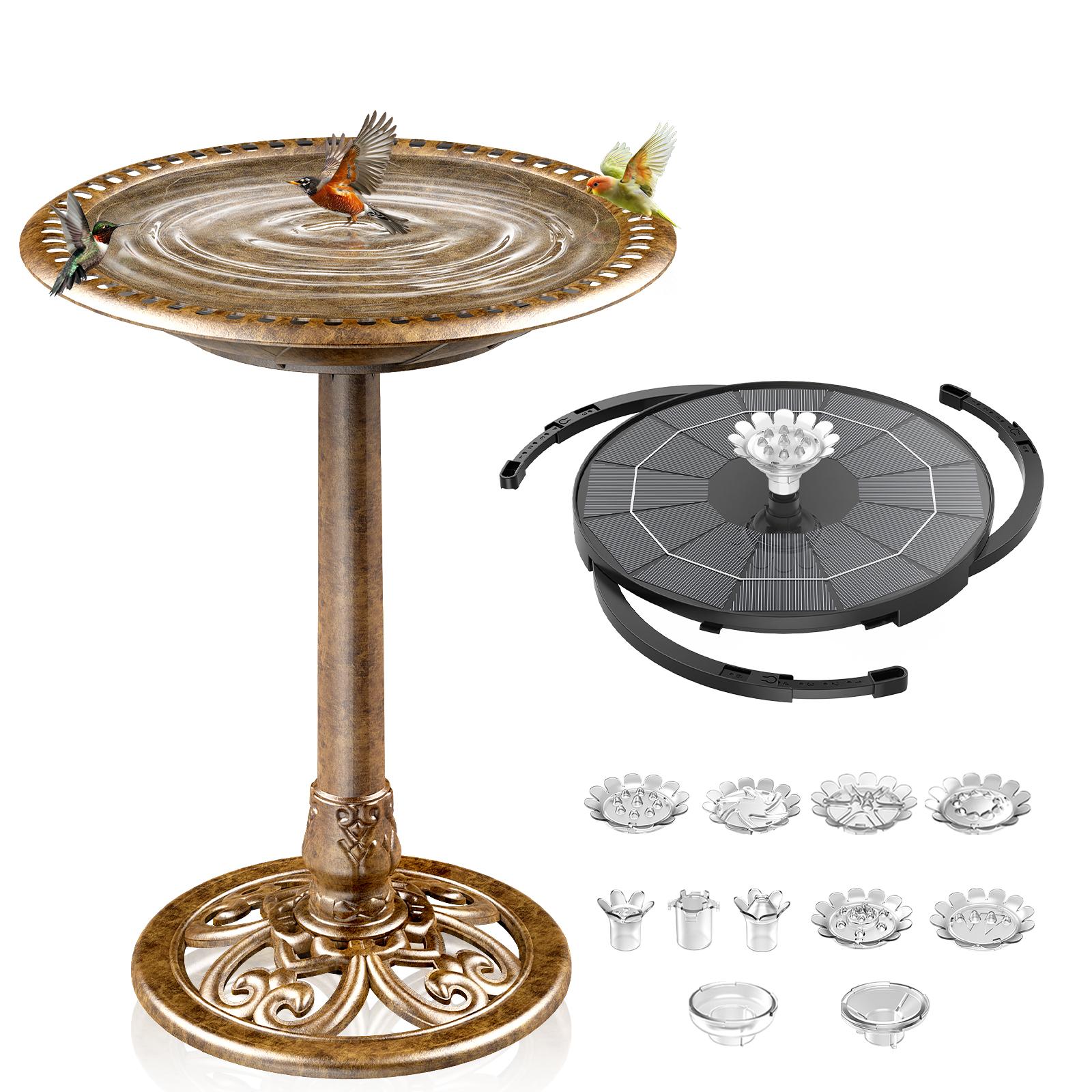 AISITIN Outdoor Garden Vintage Bird Bath with Two Little Bird Decorations, Weather Resistant Polyresin, 30 Inch-Backyard Expressions