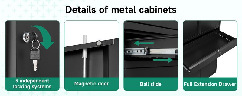 Yizosh Metal Garage Storage Cabinets with Drawer, 4 Doors Tool Storage Cabinet with 2 Adjustable Shelves, 72"-Rolling Steel Locking Cabinet for Garage Utility Room Home Office (White, 4 Wheel-72 H)