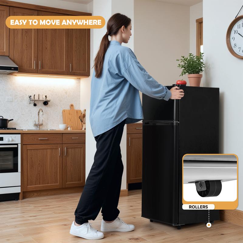 MANASTIN 4.5 Cu.ft Mini Fridge with Freezer, Small Fridge with 2 Doors for Office, Kitchen, Dorm and Bedroom, Mini Refrigerator with Adjustable Shelves