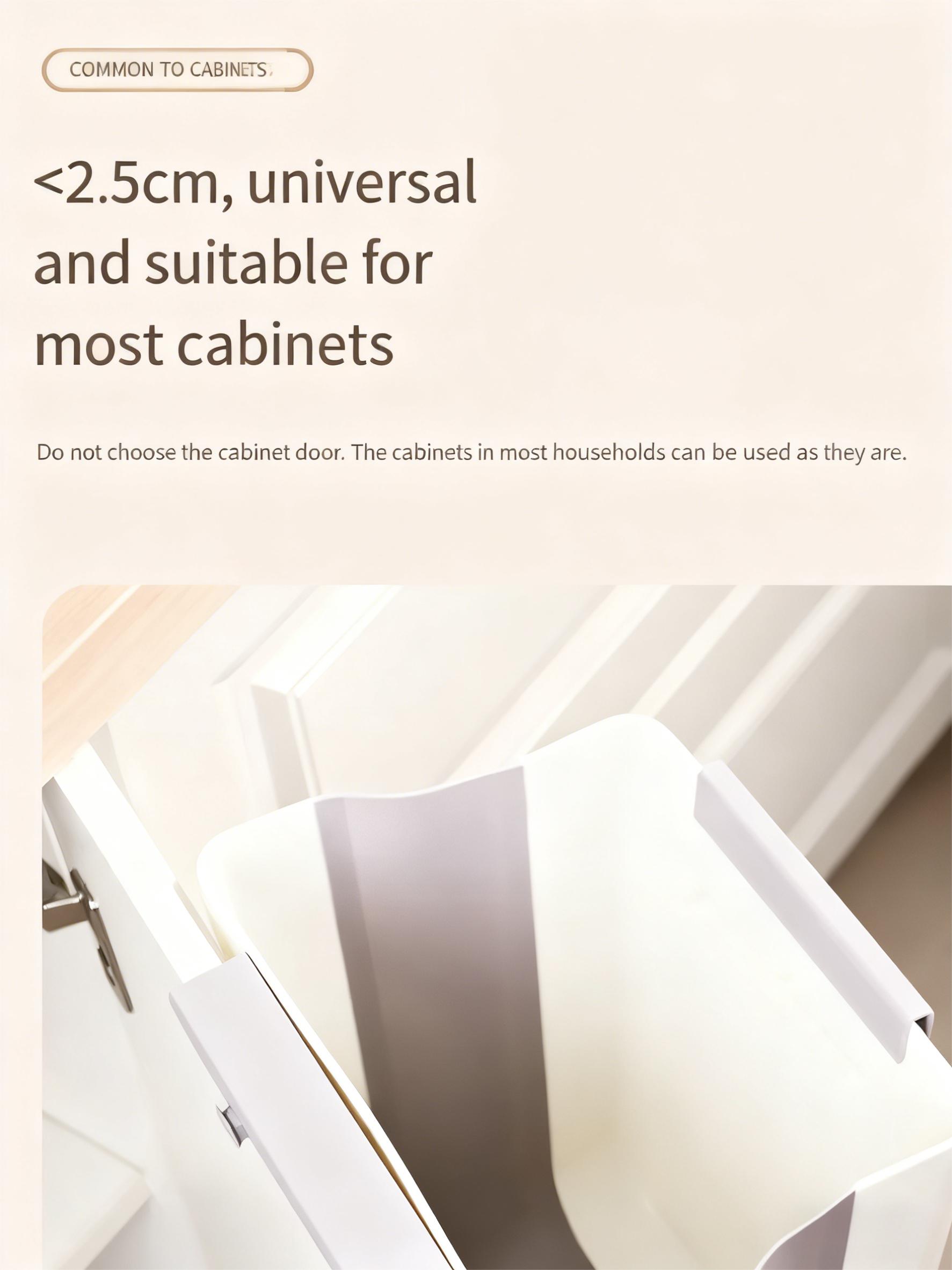 Foldable Wall-Mounted Cabinet Door Trash Can Space-Saving Rectangular Plastic Bin with Door for Bathroom Kitchen Easy Install No Bending Versatile Usage
