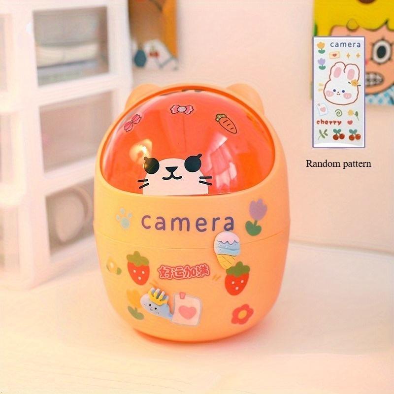 Desk Trash Can, Student Desk Storage Box, Office Trash Bin with Teddy Bear Sticker, Compact Desktop Organizer, Essential Home & Office Supply